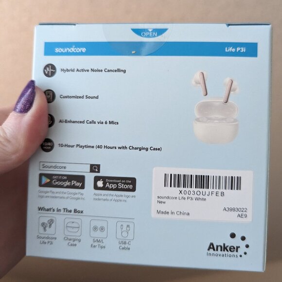 NIB - Anker Soundcore Life P3i wireless, noise cancelling ear buds - White - Picture 10 of 10